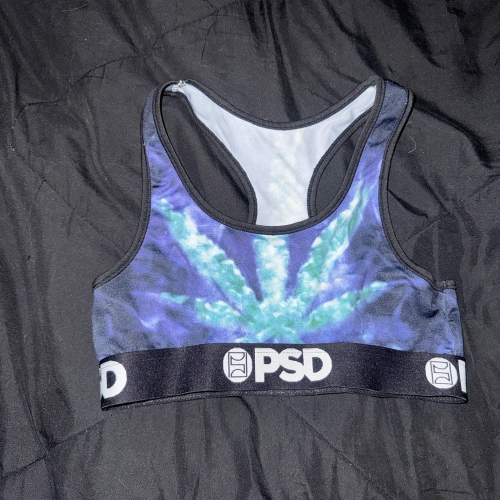 PSD Teal & Blue Tie-Dye Racerback Sports Bra